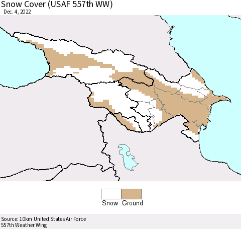Azerbaijan, Armenia and Georgia Snow Cover (USAF 557th WW) Thematic Map For 11/28/2022 - 12/4/2022