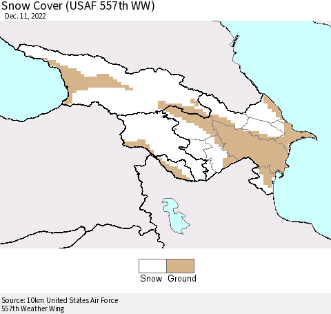 Azerbaijan, Armenia and Georgia Snow Cover (USAF 557th WW) Thematic Map For 12/5/2022 - 12/11/2022