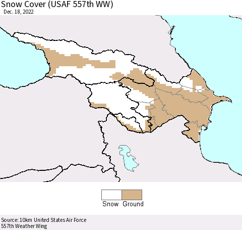 Azerbaijan, Armenia and Georgia Snow Cover (USAF 557th WW) Thematic Map For 12/12/2022 - 12/18/2022
