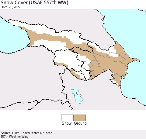 Azerbaijan, Armenia and Georgia Snow Cover (USAF 557th WW) Thematic Map For 12/19/2022 - 12/25/2022