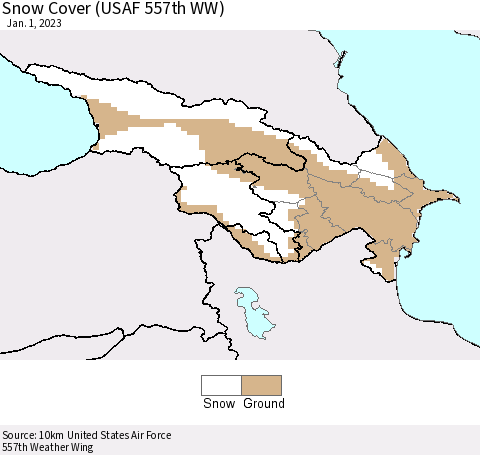 Azerbaijan, Armenia and Georgia Snow Cover (USAF 557th WW) Thematic Map For 12/26/2022 - 1/1/2023