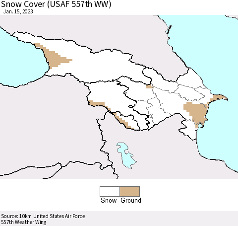 Azerbaijan, Armenia and Georgia Snow Cover (USAF 557th WW) Thematic Map For 1/9/2023 - 1/15/2023
