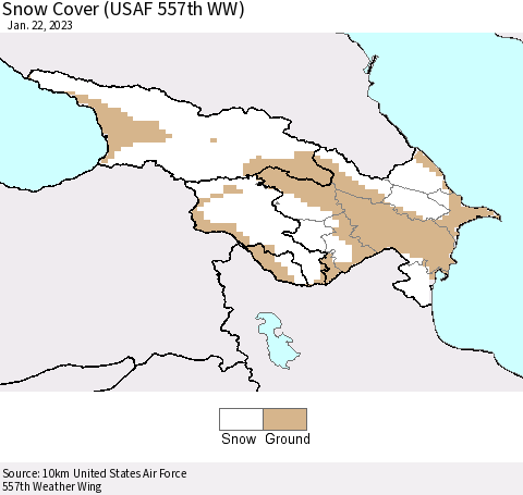 Azerbaijan, Armenia and Georgia Snow Cover (USAF 557th WW) Thematic Map For 1/16/2023 - 1/22/2023