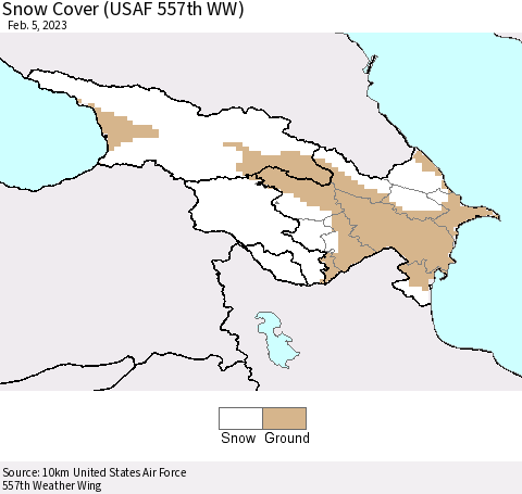 Azerbaijan, Armenia and Georgia Snow Cover (USAF 557th WW) Thematic Map For 1/30/2023 - 2/5/2023