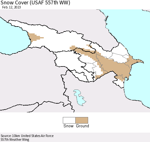 Azerbaijan, Armenia and Georgia Snow Cover (USAF 557th WW) Thematic Map For 2/6/2023 - 2/12/2023