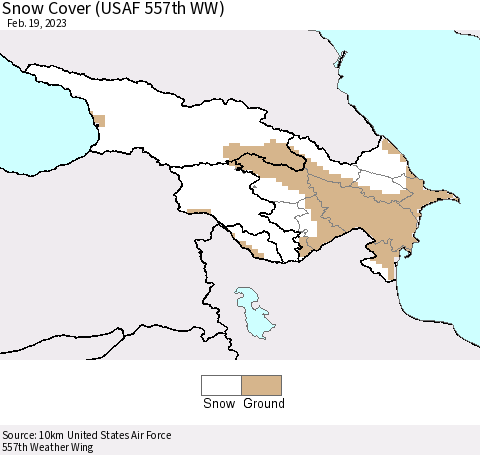 Azerbaijan, Armenia and Georgia Snow Cover (USAF 557th WW) Thematic Map For 2/13/2023 - 2/19/2023