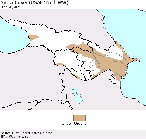 Azerbaijan, Armenia and Georgia Snow Cover (USAF 557th WW) Thematic Map For 2/20/2023 - 2/26/2023