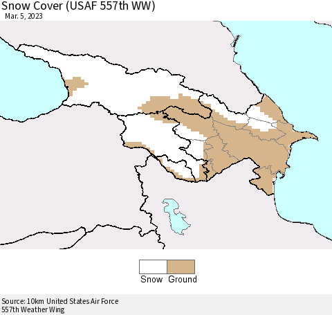 Azerbaijan, Armenia and Georgia Snow Cover (USAF 557th WW) Thematic Map For 2/27/2023 - 3/5/2023