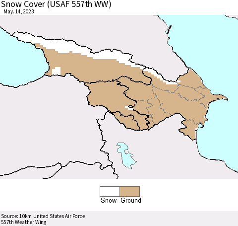 Azerbaijan, Armenia and Georgia Snow Cover (USAF 557th WW) Thematic Map For 5/8/2023 - 5/14/2023