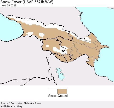 Azerbaijan, Armenia and Georgia Snow Cover (USAF 557th WW) Thematic Map For 11/13/2023 - 11/19/2023