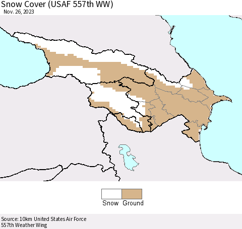 Azerbaijan, Armenia and Georgia Snow Cover (USAF 557th WW) Thematic Map For 11/20/2023 - 11/26/2023