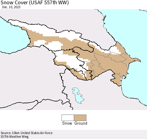 Azerbaijan, Armenia and Georgia Snow Cover (USAF 557th WW) Thematic Map For 12/4/2023 - 12/10/2023