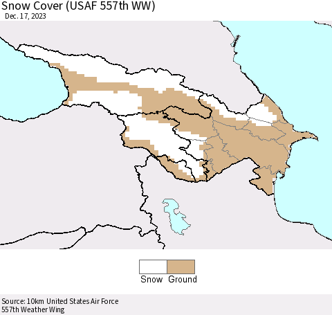 Azerbaijan, Armenia and Georgia Snow Cover (USAF 557th WW) Thematic Map For 12/11/2023 - 12/17/2023