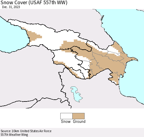 Azerbaijan, Armenia and Georgia Snow Cover (USAF 557th WW) Thematic Map For 12/25/2023 - 12/31/2023