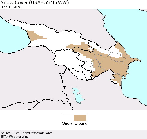 Azerbaijan, Armenia and Georgia Snow Cover (USAF 557th WW) Thematic Map For 2/5/2024 - 2/11/2024