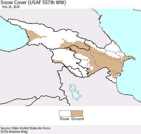 Azerbaijan, Armenia and Georgia Snow Cover (USAF 557th WW) Thematic Map For 2/12/2024 - 2/18/2024