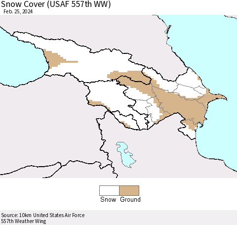 Azerbaijan, Armenia and Georgia Snow Cover (USAF 557th WW) Thematic Map For 2/19/2024 - 2/25/2024