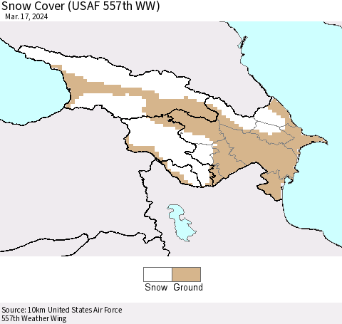 Azerbaijan, Armenia and Georgia Snow Cover (USAF 557th WW) Thematic Map For 3/11/2024 - 3/17/2024