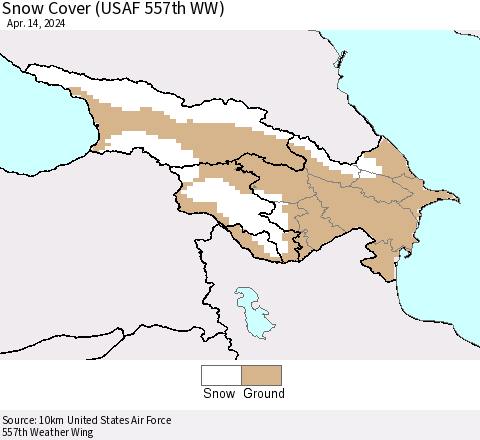 Azerbaijan, Armenia and Georgia Snow Cover (USAF 557th WW) Thematic Map For 4/8/2024 - 4/14/2024
