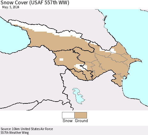 Azerbaijan, Armenia and Georgia Snow Cover (USAF 557th WW) Thematic Map For 4/29/2024 - 5/5/2024