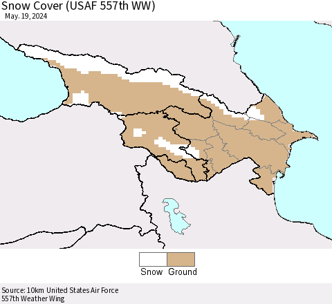 Azerbaijan, Armenia and Georgia Snow Cover (USAF 557th WW) Thematic Map For 5/13/2024 - 5/19/2024