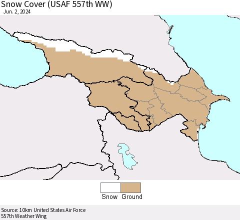 Azerbaijan, Armenia and Georgia Snow Cover (USAF 557th WW) Thematic Map For 5/27/2024 - 6/2/2024