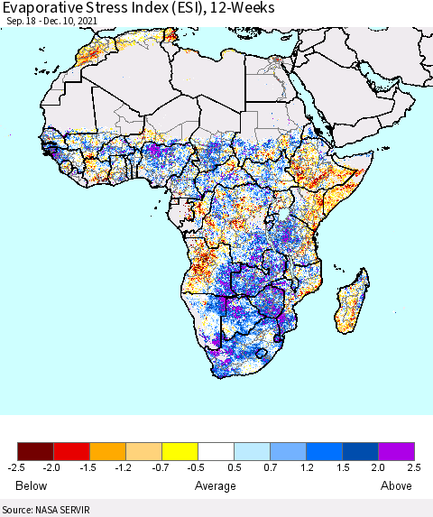 Africa Evaporative Stress Index (ESI), 12-Weeks Thematic Map For 12/6/2021 - 12/12/2021