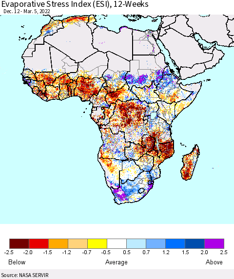 Africa Evaporative Stress Index (ESI), 12-Weeks Thematic Map For 2/28/2022 - 3/6/2022
