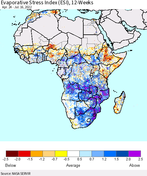 Africa Evaporative Stress Index (ESI), 12-Weeks Thematic Map For 7/11/2022 - 7/17/2022