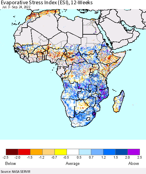 Africa Evaporative Stress Index (ESI), 12-Weeks Thematic Map For 9/19/2022 - 9/25/2022
