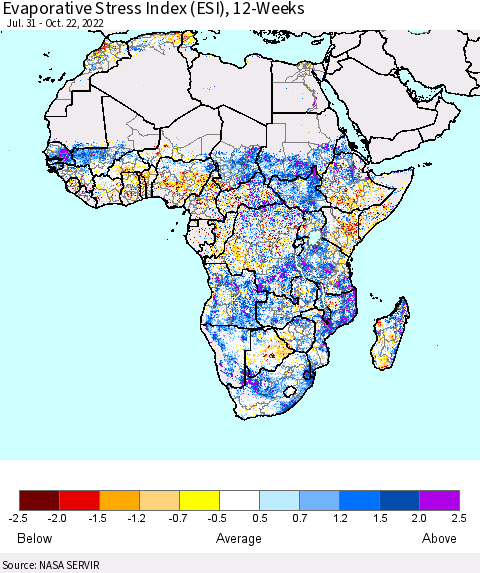 Africa Evaporative Stress Index (ESI), 12-Weeks Thematic Map For 10/17/2022 - 10/23/2022