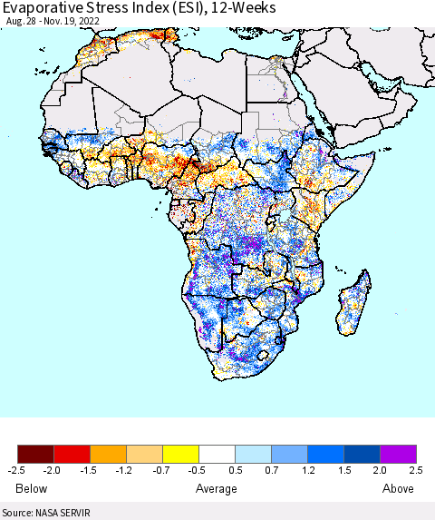 Africa Evaporative Stress Index (ESI), 12-Weeks Thematic Map For 11/14/2022 - 11/20/2022