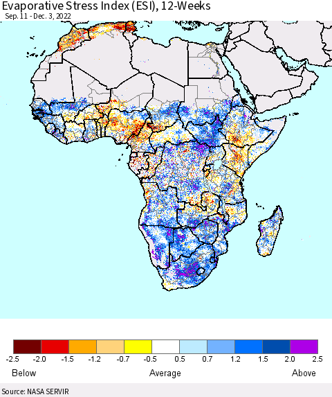 Africa Evaporative Stress Index (ESI), 12-Weeks Thematic Map For 11/28/2022 - 12/4/2022