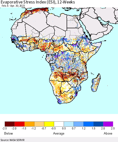 Africa Evaporative Stress Index (ESI), 12-Weeks Thematic Map For 4/24/2023 - 4/30/2023