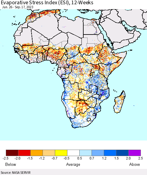 Africa Evaporative Stress Index (ESI), 12-Weeks Thematic Map For 9/11/2023 - 9/17/2023