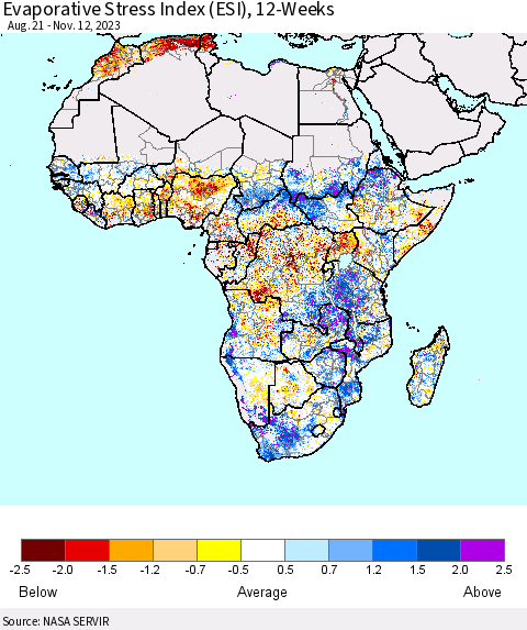 Africa Evaporative Stress Index (ESI), 12-Weeks Thematic Map For 11/6/2023 - 11/12/2023