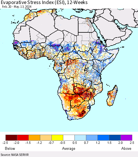 Africa Evaporative Stress Index (ESI), 12-Weeks Thematic Map For 5/13/2024 - 5/19/2024