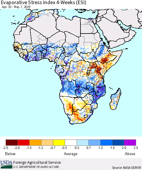Africa Evaporative Stress Index (ESI), 4-Weeks Thematic Map For 5/6/2019 - 5/12/2019