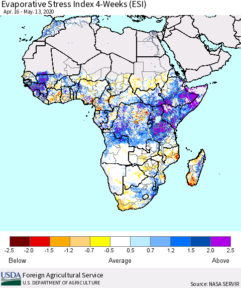 Africa Evaporative Stress Index (ESI), 4-Weeks Thematic Map For 5/11/2020 - 5/17/2020