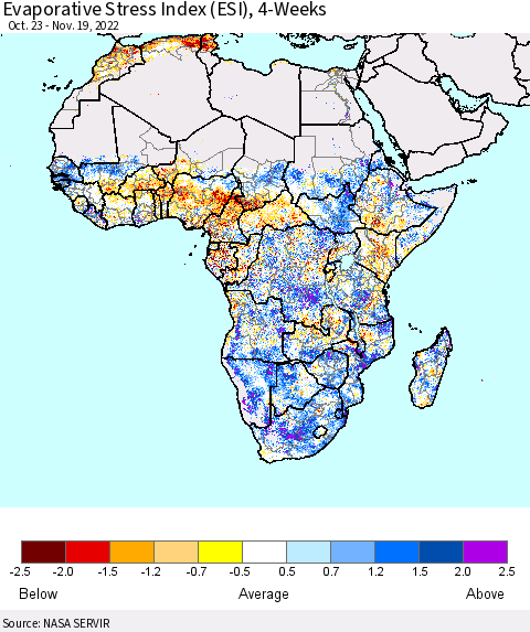 Africa Evaporative Stress Index (ESI), 4-Weeks Thematic Map For 11/14/2022 - 11/20/2022