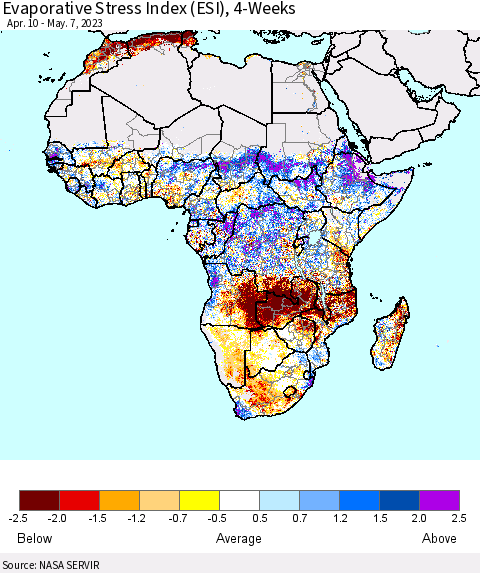 Africa Evaporative Stress Index (ESI), 4-Weeks Thematic Map For 5/1/2023 - 5/7/2023