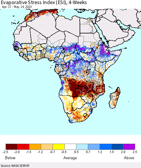 Africa Evaporative Stress Index (ESI), 4-Weeks Thematic Map For 5/8/2023 - 5/14/2023