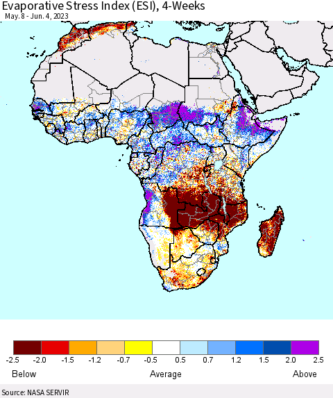 Africa Evaporative Stress Index (ESI), 4-Weeks Thematic Map For 5/29/2023 - 6/4/2023