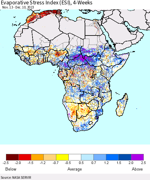 Africa Evaporative Stress Index (ESI), 4-Weeks Thematic Map For 12/4/2023 - 12/10/2023