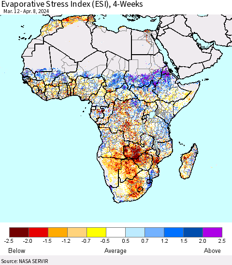 Africa Evaporative Stress Index (ESI), 4-Weeks Thematic Map For 4/8/2024 - 4/14/2024