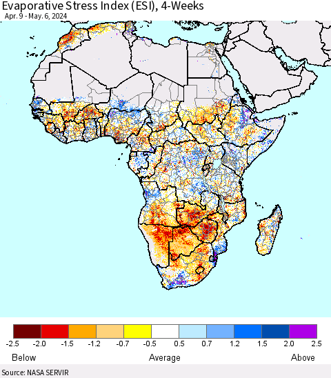Africa Evaporative Stress Index (ESI), 4-Weeks Thematic Map For 5/6/2024 - 5/12/2024