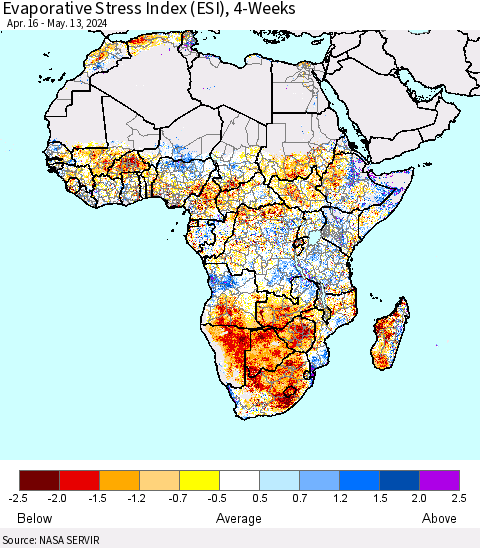 Africa Evaporative Stress Index (ESI), 4-Weeks Thematic Map For 5/13/2024 - 5/19/2024