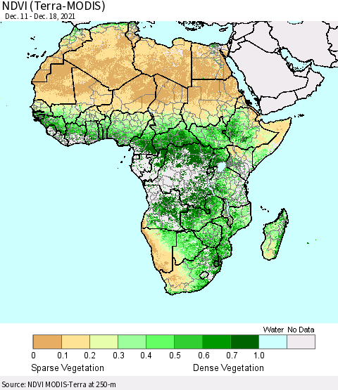 Africa NDVI (Terra-MODIS) Thematic Map For 12/11/2021 - 12/18/2021