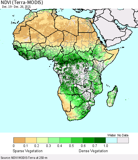 Africa NDVI (Terra-MODIS) Thematic Map For 12/19/2021 - 12/26/2021