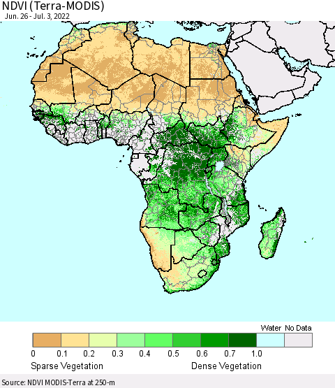 Africa NDVI (Terra-MODIS) Thematic Map For 6/26/2022 - 7/3/2022
